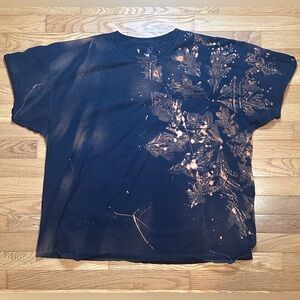 Men’s Bleach Dye T-Shirt Fruit of the Loom - Black Tee - Men’s 2XL - GUC